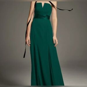 Elegant Green Strapless Evening Gown